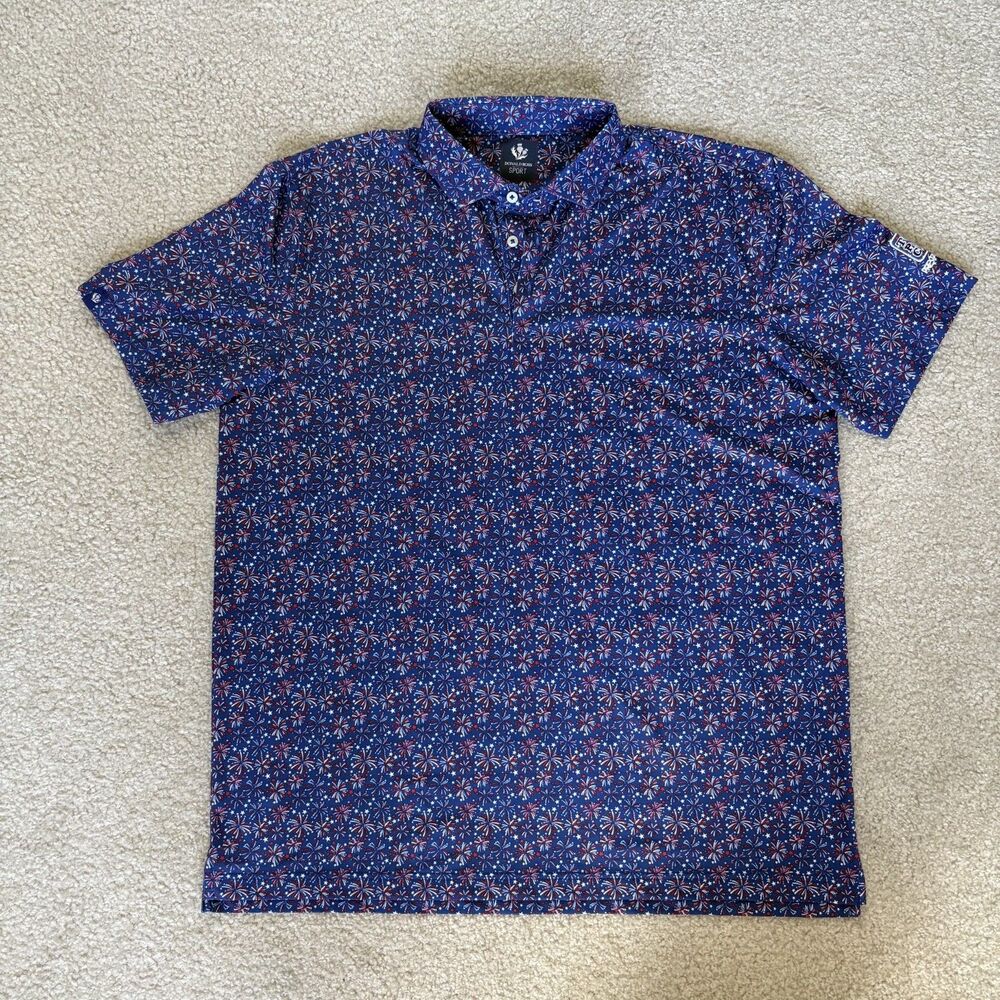 Donald Ross Golf Polo Shirt Mens XL Blue Fireworks TPC Prestancia